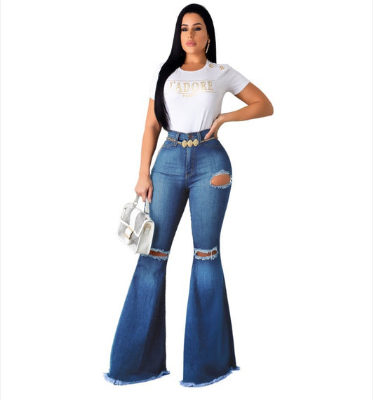 Comfort Fit High-Waisted Flared Slacks