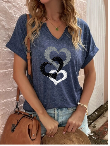 Women's Love Graphic V-Neck Shirt