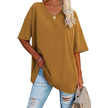 Casual V-Neck Loose-Fit Tee