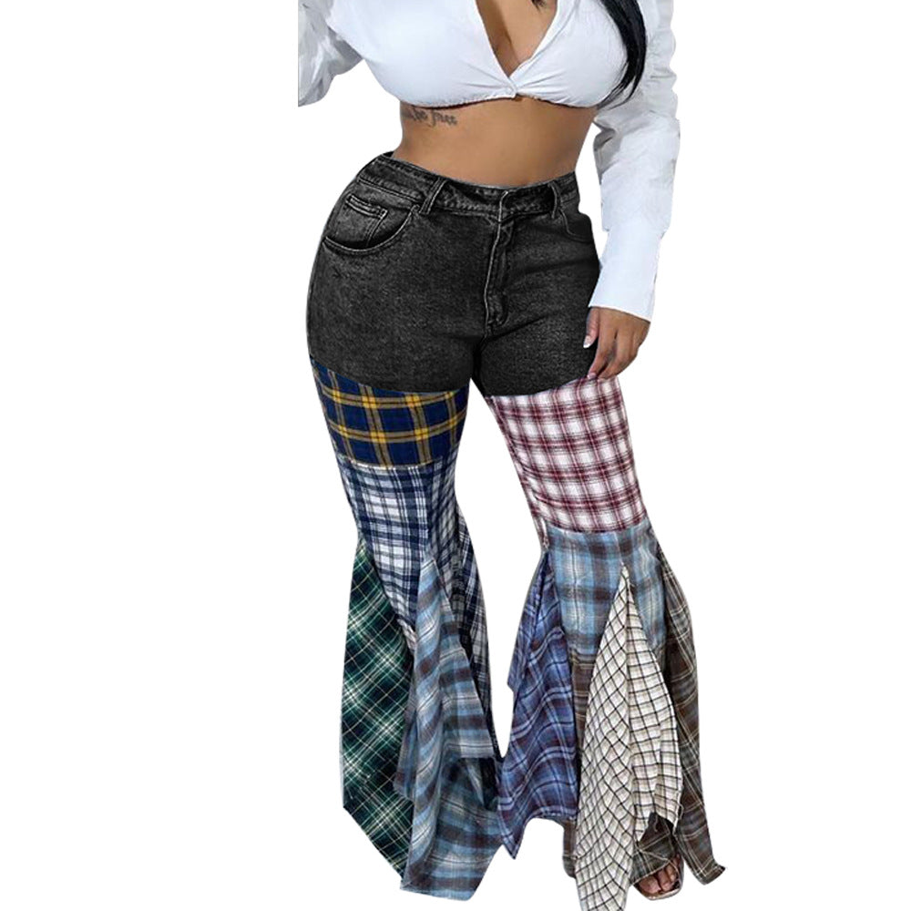 Sophisticated Flared Houndstooth Jeans