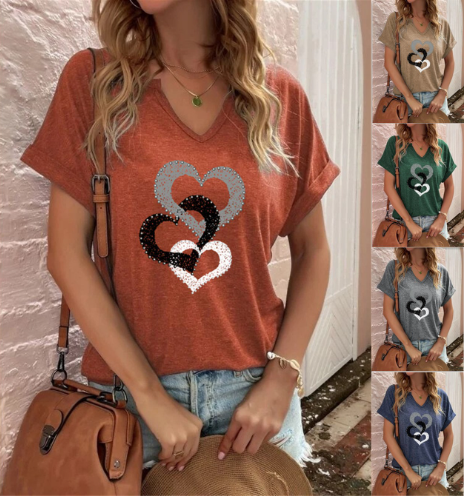 Women's Love Graphic V-Neck Shirt