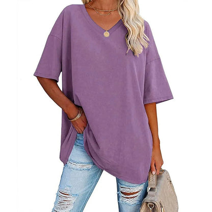 Casual V-Neck Loose-Fit Tee