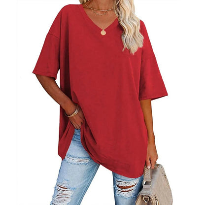 Casual V-Neck Loose-Fit Tee