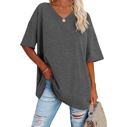 Casual V-Neck Loose-Fit Tee