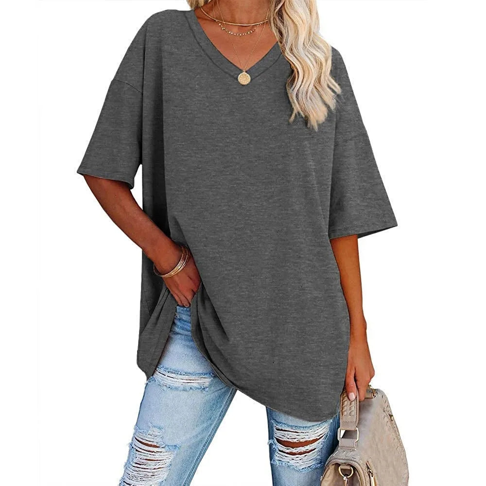 Casual V-Neck Loose-Fit Tee