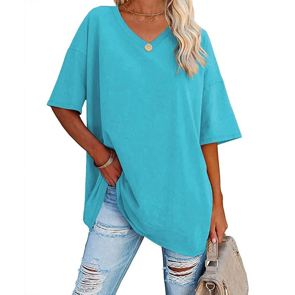 Casual V-Neck Loose-Fit Tee