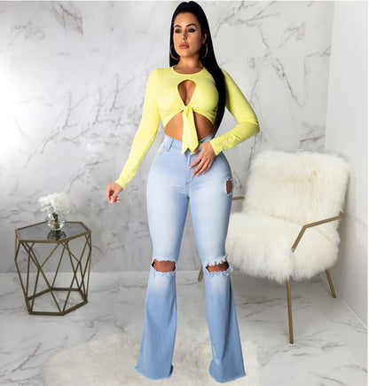 Comfort Fit High-Waisted Flared Slacks
