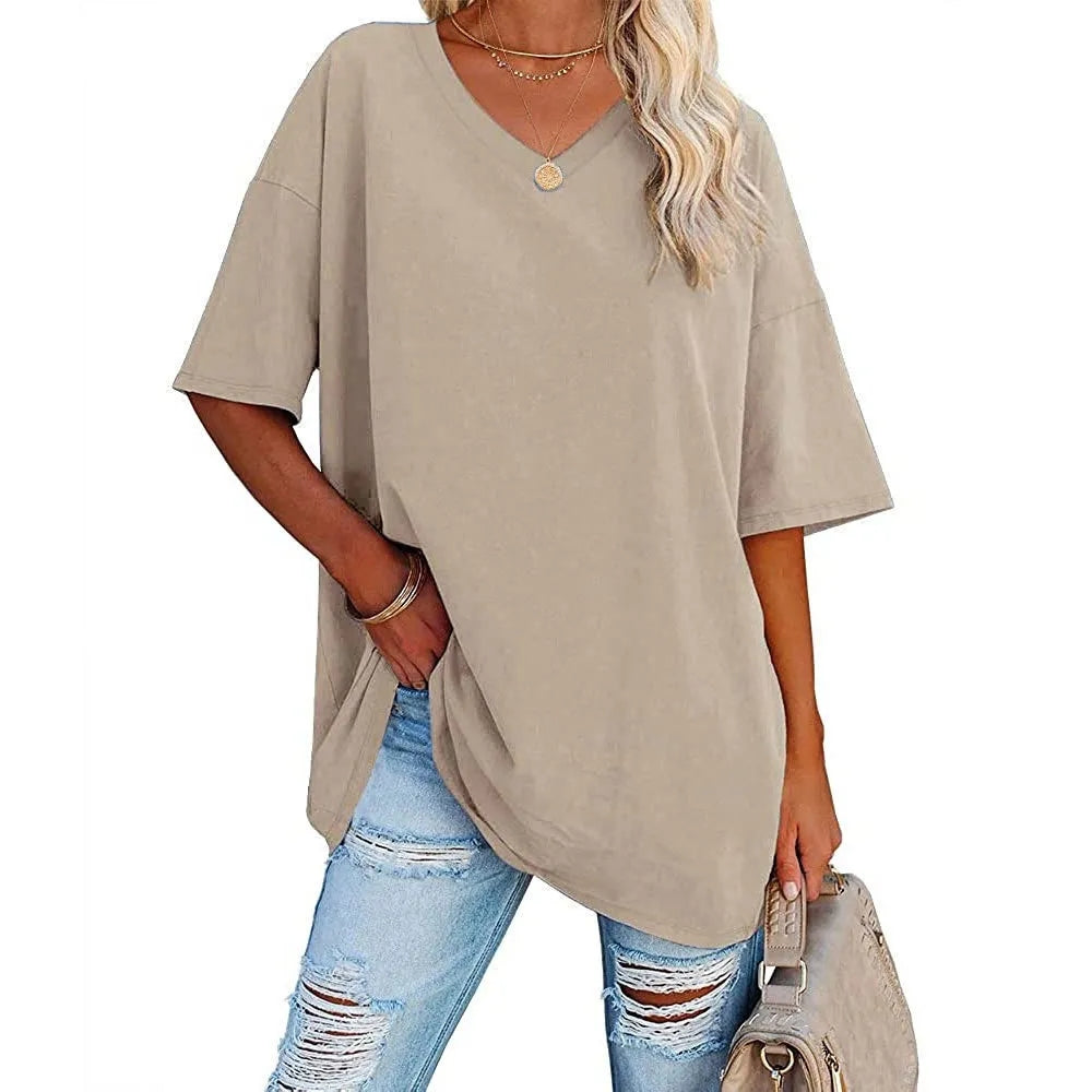 Casual V-Neck Loose-Fit Tee