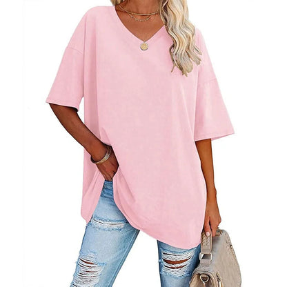 Casual V-Neck Loose-Fit Tee