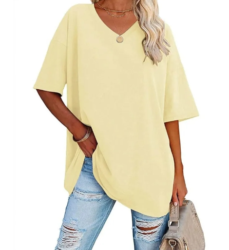 Casual V-Neck Loose-Fit Tee