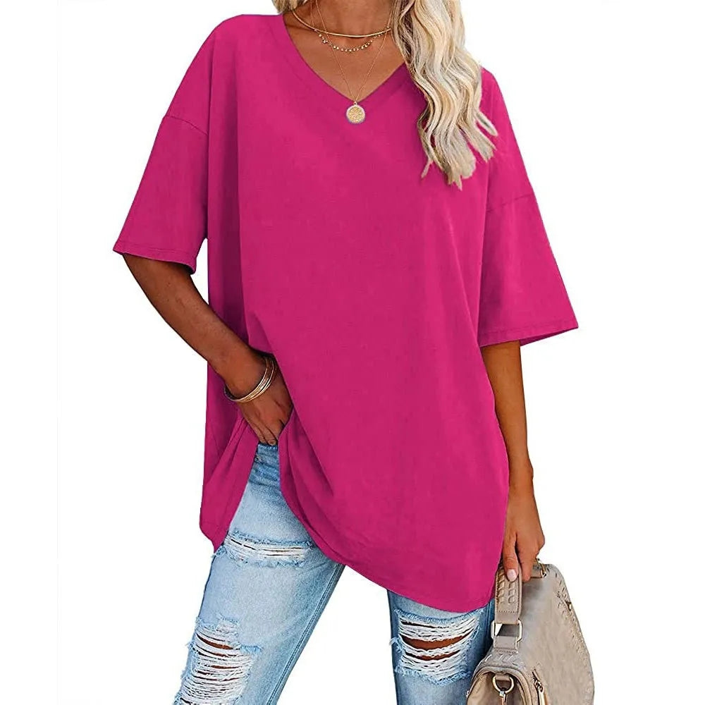 Casual V-Neck Loose-Fit Tee