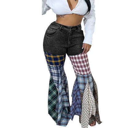 Sophisticated Flared Houndstooth Jeans